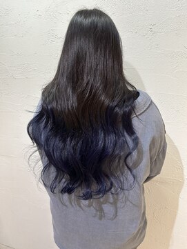 アジールヘア 池袋東口店(agir hair) ブリーチ&ダブルカラーグラデーションカラーネイビー池袋東口