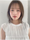 イメチェンピンクベージュ前髪イヤリングカラーa