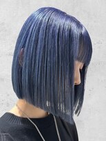 オルズ 渋谷(ALLZ)&nbsp;透明感ネイビー前下がりボブ/ケアブリーチケアカラーハイトーン