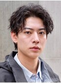 ツイストスパイラルパーマショートレイヤーツーブロックマッシュ