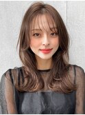 イメチェングレージュ薄めバングシースルーバング結べるボブ