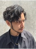 かき上げヘアスパイラルパーマ七三オールバックツーブロック1