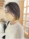 切りっぱなしボブ×インナーイエロー.