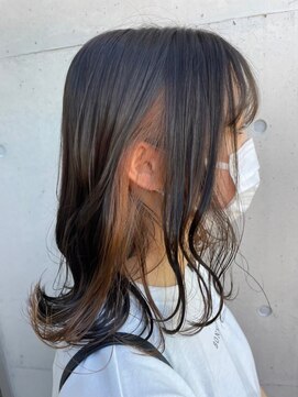 アチーブ ヘア デザイン(achieve hair design) #インナー#コントラスト#オレンジ#ニュアンス#黒髪#外ハネ