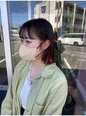 【裾カラー】【切りっぱなしボブ】【オレンジカラー】