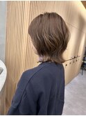 前髪カット顔まわりくびれレイヤー外ハネミディボブ