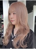 ミルクティーベージュ　レイヤーカット　姫カット