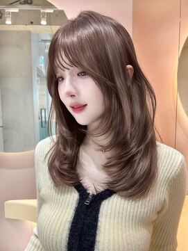 グロー オオミヤ アネックス 大宮(GLROW OMIYA ANNEX) 韓国ヘア ミディアムレイヤー  ブリーチなしダブル ベージュ