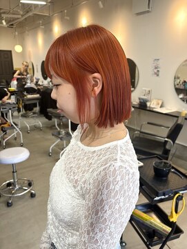 ラック 津田沼(LUCK) オレンジ/韓国ボブ/ブリーチ/ダブルカラー/似合わせカット