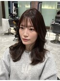 コテ巻きパーマ韓国パーマピンクブラウンデジタルパーマ