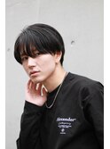 前髪長めの流しマッシュ