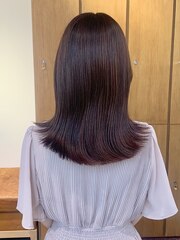 暗髪/艶髪/ナチュラルカラー/暖色/ピンクブラウン/Aujua1-1