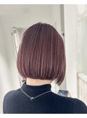 切りっぱなしボブ / ピンクブラウン