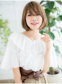 センター北/髪質改善/斜めバング×パールベージュの小顔ボブg