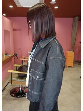 ハウディー(howdy.) 切りっぱなしボブ×ピンクバイオレット