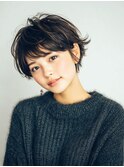 仙台/髪質改善/オリーブグレー×マッシュフェザーショート