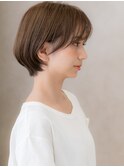 ヘーゼルブラウンひし形耳掛け小顔丸みショートX志木30代40代