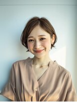 ハピネスフィール 宇治店(Happiness FEEL)&nbsp;耳掛け外ハネ丸みショートボブ/ウォームベージュ