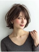 白髪ぼかし脱白髪染め似合わせショートボブ40代50代60代
