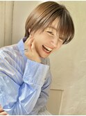 ナチュラル大人ショートボブ×斜めバング/グレージュ◎30代40代