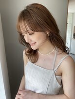 大人かわいい顔まわりレイヤーまろベージュ小顔シースルーバング