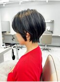 大人ショートボブ丸みショートカットマッシュショート前髪あり