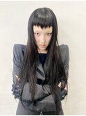 シャギーバング黒髪ロング