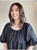 外ハネボブのインナーカラー/外ハネミディアム/くびれヘア