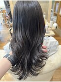 大人暗髪アッシュグレージュラベンダーグレージュ透明感カラー