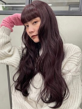 ニコ トウキョウ 渋谷(nico TOKYO) ダブルカラーチェリーレッドピンクブラウン韓国レイヤーロング