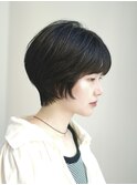 ショート・ボブ/丸顔/前髪あり/絶壁解消/20代/30代/40代/くびれ