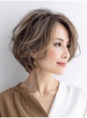 白髪ぼかし脱白髪染め大人ショート40代50代60代