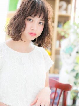 カバーヘア ブリス 志木南口駅前店(COVER HAIR bliss) オン眉バレイヤージュランダムパーマ小顔ボブa志木20代30代40代