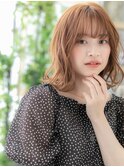 くせ毛風ボブウルフ小顔ミルクティーピンクh3大宮20代30代40代