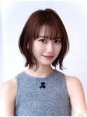 大人かわいい前髪セシルカットココアブラウンフリンジウェーブ