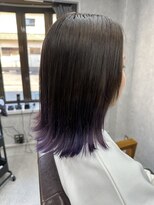 リアン(Lien) 裾カラー ラベンダー×外ハネボブ/ベースはブルーグレージュ