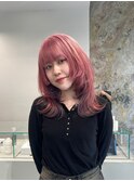 《韓国風ロングレイヤーウルフハッシュカット×インナーカラー》