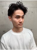 メンズ/マッシュパーマ/ウルフ/アッシュブラック/カルマパーマ