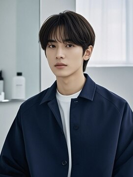 エイチ メンズ(H) フェザーパーマフェードカットツーブロックセンター分けメンズ