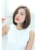 ナチュラルストレート小顔艶ボブ/アッシュグレージュカラー