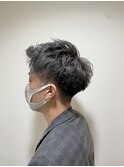 黒髪/グレーベージュ/レイヤーロング
