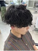 波巻きスパイラルパーマツイストパーママッシュメンズパーマ束感