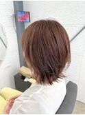 レイヤーボブ×アプリコットブラウン