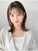 前髪アンブレラカラーこなれミディイメチェンウェーブパーマ