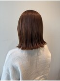 切りっぱなしボブ/小顔カット/暖色カラー/ベージュ/20代30代40代