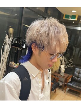 メンズオリノ 西田辺 阿倍野(men's olino) men'sブロンドホワイト ウルフ マッシュ　ストリート