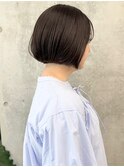 大人かわいい　黒髪ワンレンボブ　ミニボブ