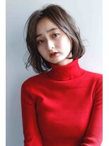 ムウ 難波(MOU)&nbsp;ナチュラルボブくびれヘアアプリコットオレンジ20代30代40代50代