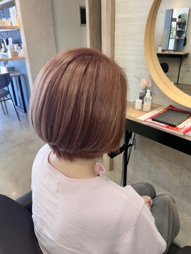 プリンプ トータルビューティ(PRIMP.total beauty) ピンクベージュ　春カラー　ショートボブ　ブリーチありカラー
