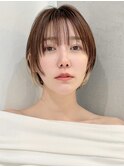 丸みショートボブ/カーテンバング/顔周りカット/ダークブルー